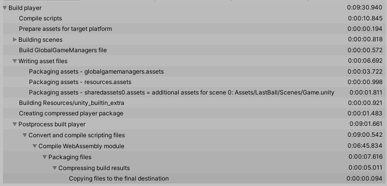 Unity build report for timings.